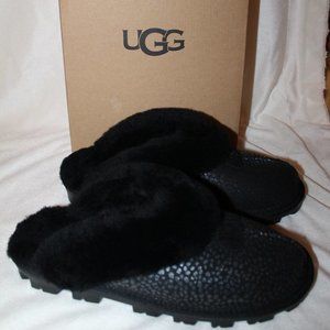 NIB UGG WOMEN'S COQUETTE SPARKLE‎ SPOT SHEARLING SUEDE SLIPPERS BLACK